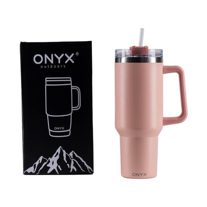 Termo Acero Inoxidable ONYX 40 Oz con Agarradera y Popote