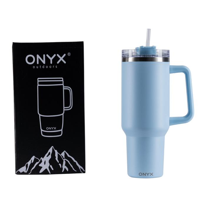 Termo Acero Inoxidable ONYX 40 Oz con Agarradera y Popote