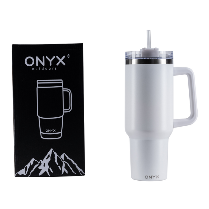 Termo Acero Inoxidable ONYX 40 Oz con Agarradera y Popote